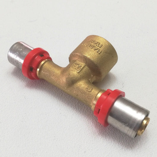 Raccordo a t 20 x 1/2 x 20 a pressare per tubo multistrato
