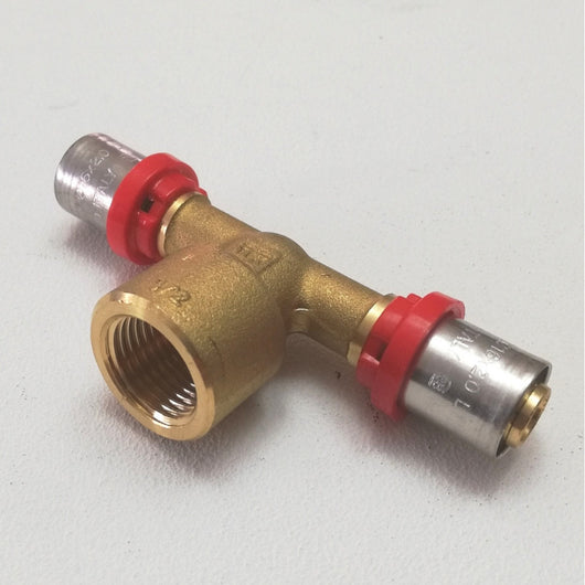Raccordo a t 20 x 1/2 x 20 a pressare per tubo multistrato