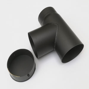 Raccordo a t braga a 90 gradi da 200mm con tappo per stufa a legna