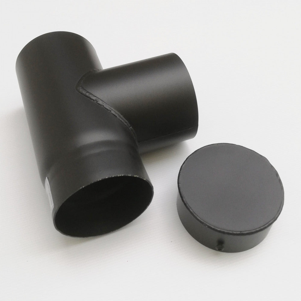 Raccordo a t braga a 90 gradi da 200mm con tappo per stufa a legna