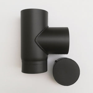 Raccordo a t braga a 90 gradi da 200mm con tappo per stufa a legna