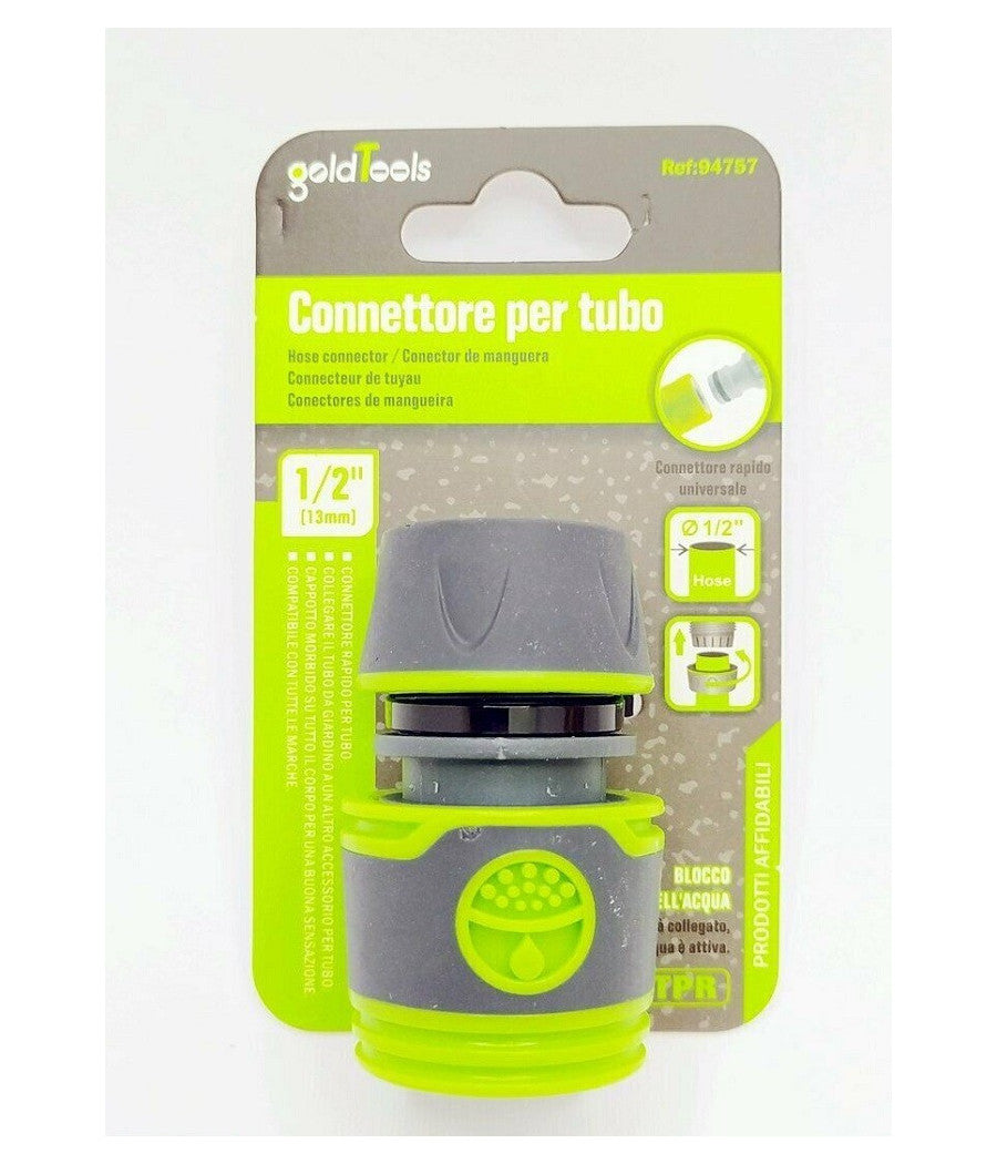 Raccordo Con Innesto Rapido Con Acquastop Per Tubo Da 1/2" 13mm Connettore 94757         