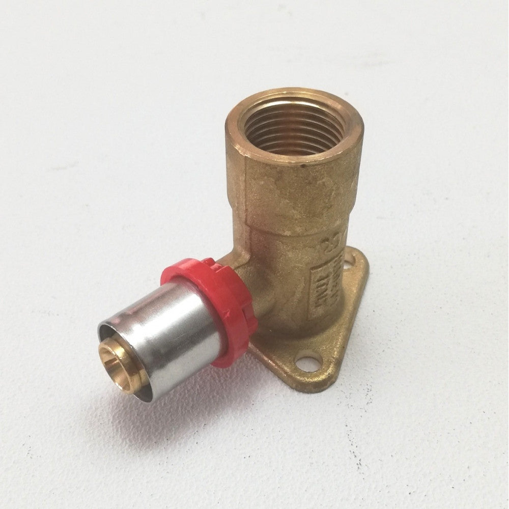 Raccordo 20 x 1/2 curvo gomito flangiato a pressare per tubo multistrato