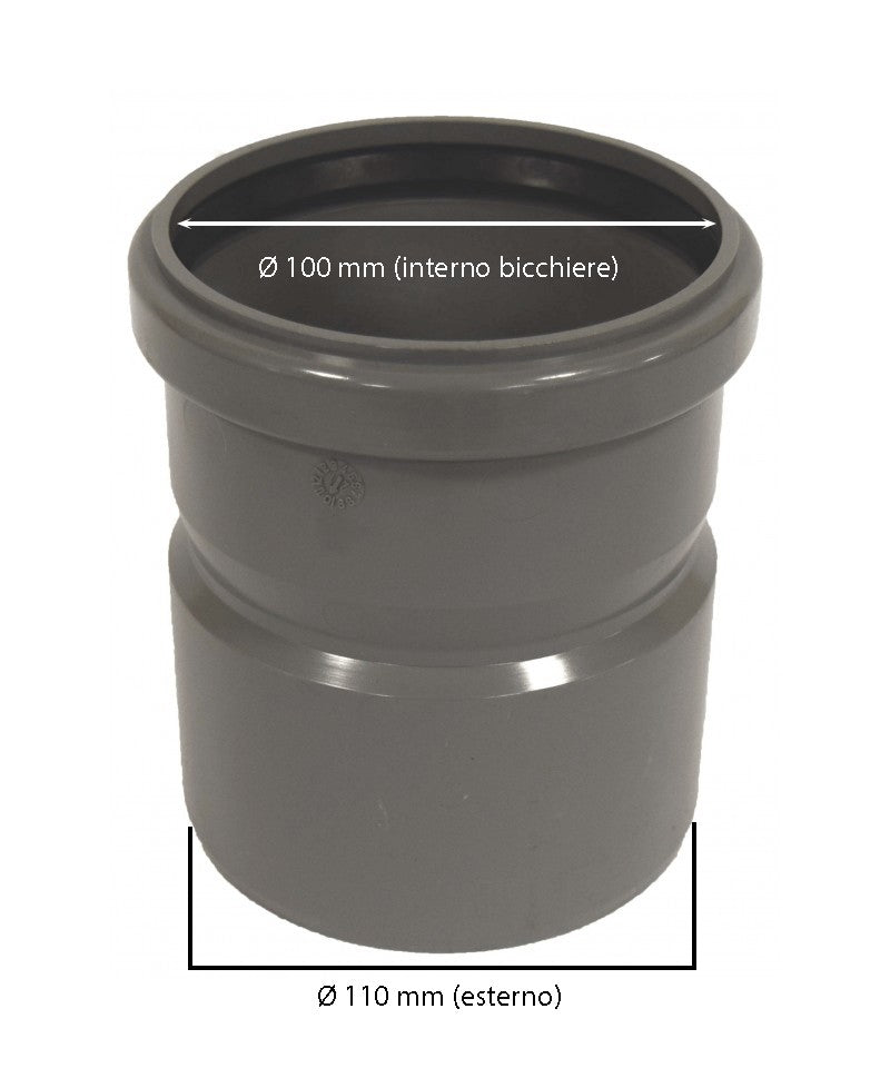 Raccordo di passaggio pvc-pp : Diametro - 100/110