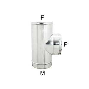 Raccordo inox a t braga mf da 140mm codino f aisi 304