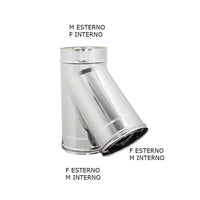 Raccordo inox di 150 - de 200 mm a y braga a 135° doppia parete