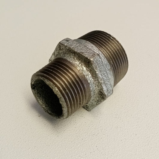 Raccordo mm 1+1/2 x 1 niples nipplo doppia vite ridotta di ghisa zincata malleabile