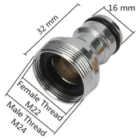 Trade Shop - Raccordo Per Tubi Da Giardino Attrezzature Per Capezzoli Filettate M22/m24 In Acciaio -        