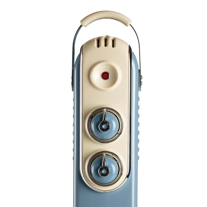 Radiatore a olio Vintage 11 elementi - 2500W - Celeste - 3 livelli di potenza