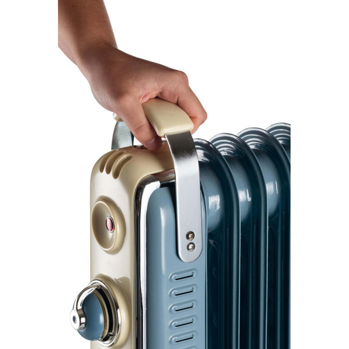 Radiatore a olio Vintage 11 elementi - 2500W - Celeste - 3 livelli di potenza