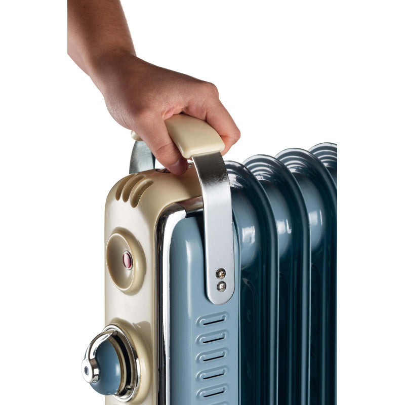 Radiatore a olio Vintage 11 elementi - 2500W - Celeste - 3 livelli di potenza