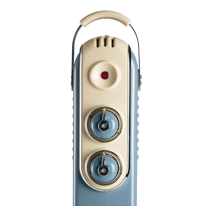 Radiatore a olio Vintage 11 elementi - 2500W - Celeste - 3 livelli di potenza