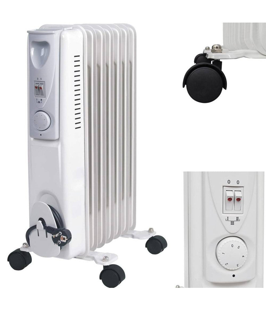 Radiatore Elettrico Ad Olio 9 Elementi Con Rotelle Da 2000w Basso Consumo Stufa         
