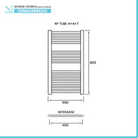 Radiatore termoarredo cromo L 50x80 cm Interasse 45 cm Opera