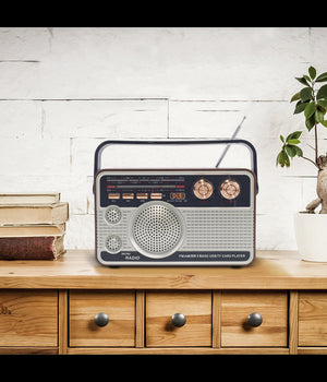 Radio Fm Retro Wireless Altoparlante Mp3 Portatile Bluetooth Usb Aux Tf Q-fm01         