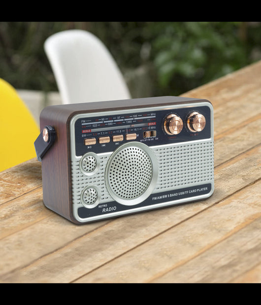 Radio Fm Retro Wireless Altoparlante Mp3 Portatile Bluetooth Usb Aux Tf Q-fm01         