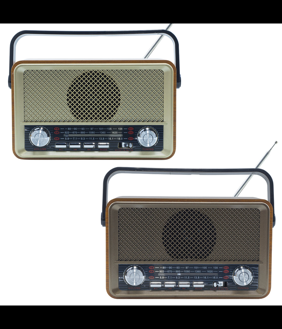 Radio Fm Retro Wireless Altoparlante Mp3 Portatile Bluetooth Usb Aux Tf Q-sy500         