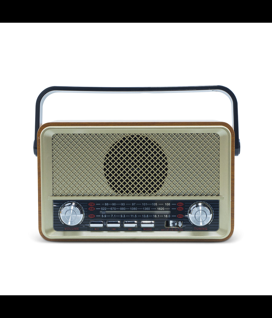 Radio Fm Retro Wireless Altoparlante Mp3 Portatile Bluetooth Usb Aux Tf Q-sy500         
