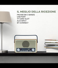 Radio Fm Retro Wireless Altoparlante Mp3 Portatile Bluetooth Usb Aux Tf Q-sy500         