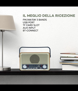 Radio Fm Retro Wireless Altoparlante Mp3 Portatile Bluetooth Usb Aux Tf Q-sy500         