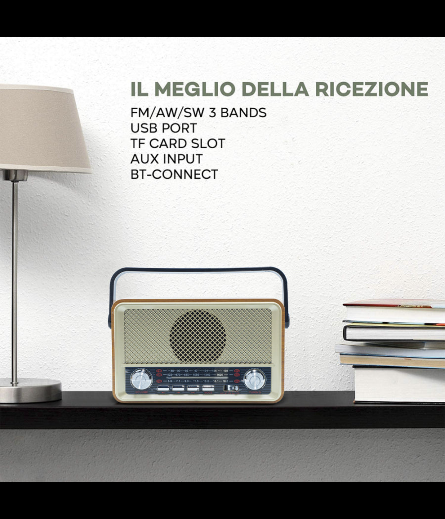 Radio Fm Retro Wireless Altoparlante Mp3 Portatile Bluetooth Usb Aux Tf Q-sy500         