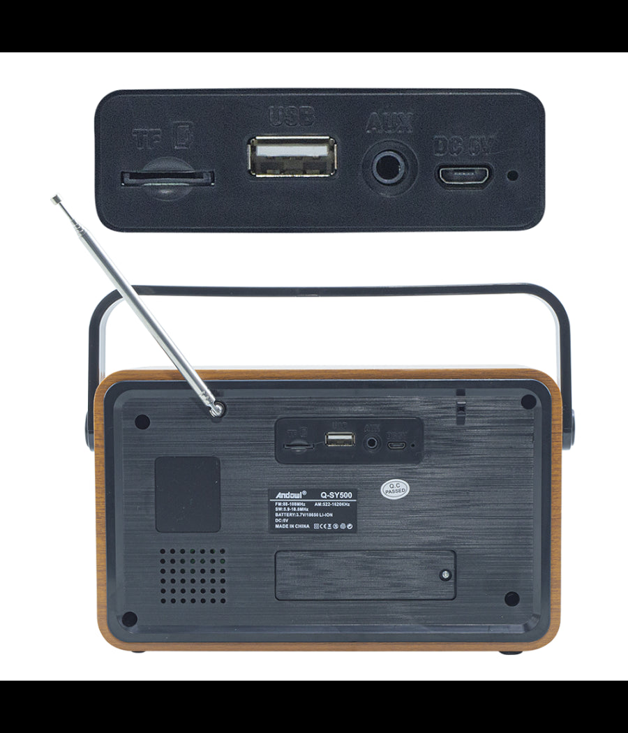 Radio Fm Retro Wireless Altoparlante Mp3 Portatile Bluetooth Usb Aux Tf Q-sy500         