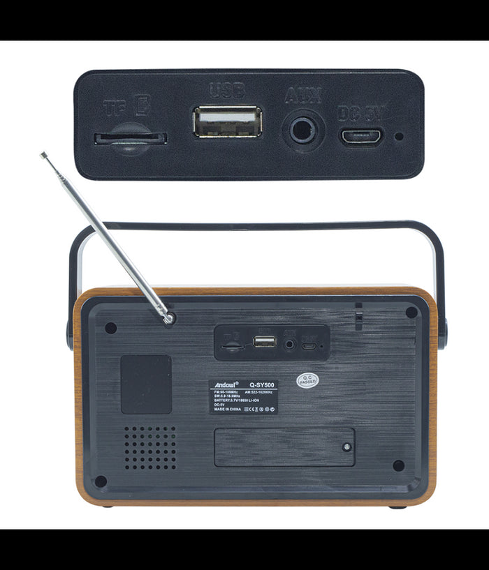 Radio Fm Retro Wireless Altoparlante Mp3 Portatile Bluetooth Usb Aux Tf Q-sy500         