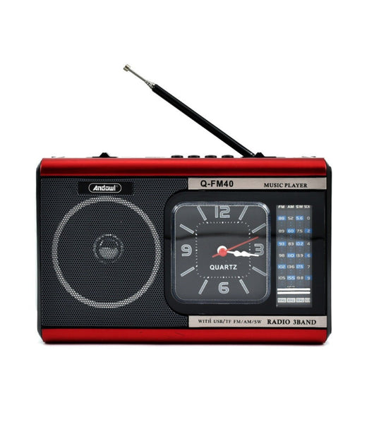 Radio Portatile A Batteria Usb Sveglia Q-fm40 Altoparlante Bluetooth Con Torcia         
