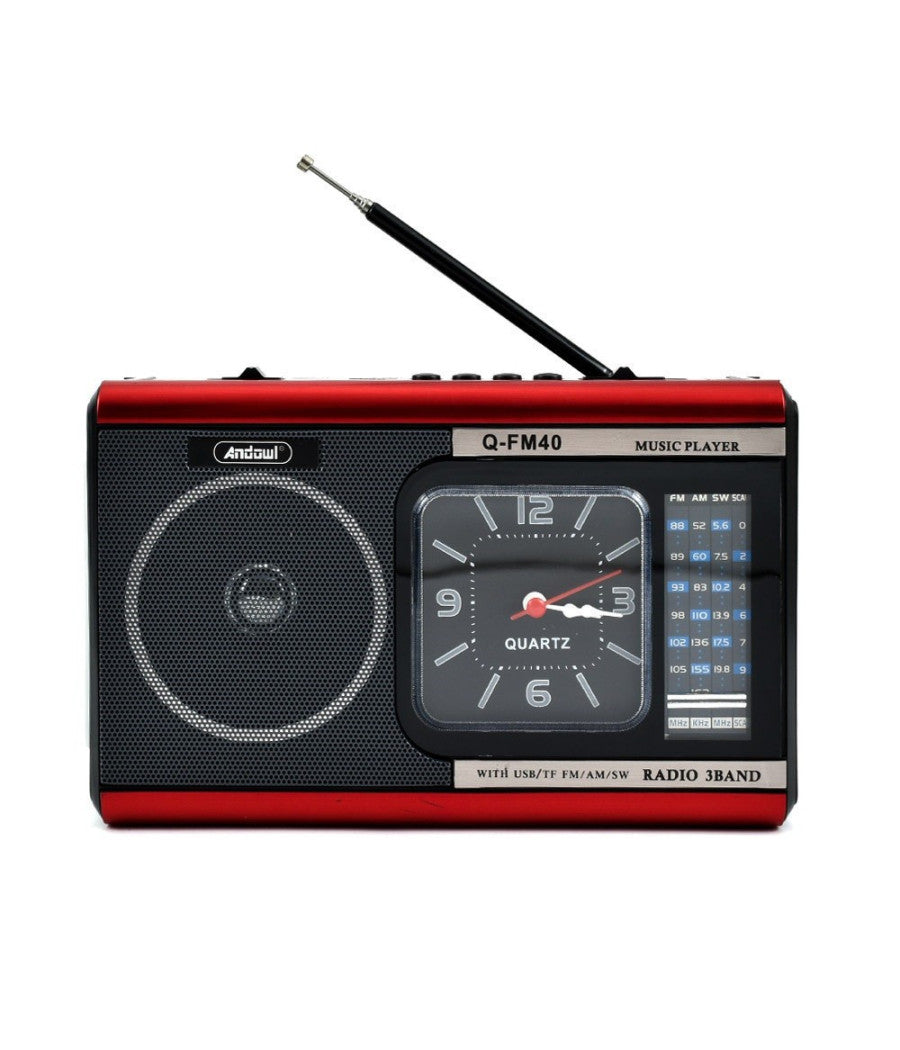 Radio Portatile A Batteria Usb Sveglia Q-fm40 Altoparlante Bluetooth Con Torcia         
