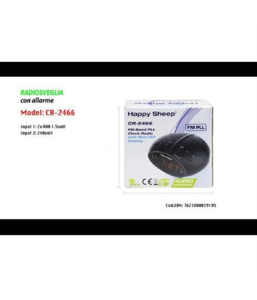 Radiosveglia Con Allarme Radio Sveglia Fm Display A Led Rossi Cr-2466 Orologio         