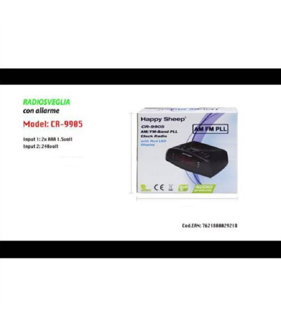 Radiosveglia Digitale Radio Sveglia Cr-9905 Radio Pll Fm Con Display A Led Rossi         