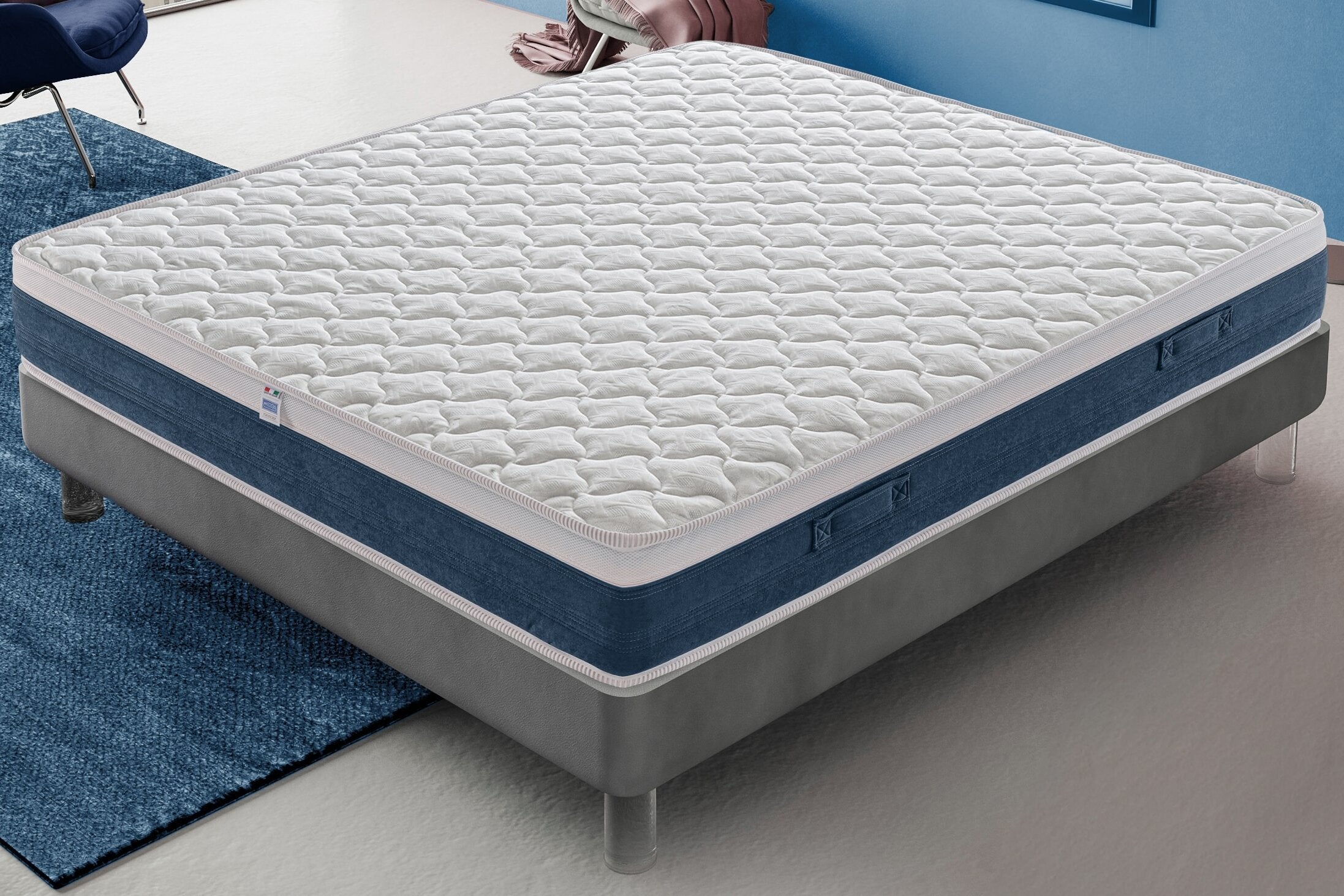 Materasso Singolo 80x200 BlueLatex Ortopedico - Alto 23 cm - Alta Densità - Rigidità H3 - Reversibile