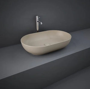 Lavabo ovale da appoggio in ceramica Cappuccino Matt senza foro rubinetto - Feeling Rak Ceramics