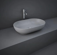 Lavabo ovale da appoggio in ceramica Grigio Matt senza foro rubinetto - Feeling Rak Ceramics