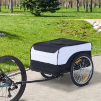 Rimorchio per Bici in Acciaio e Tessuto Oxford, Carico 40 kg, 140x77x65cm Nero e Bianco