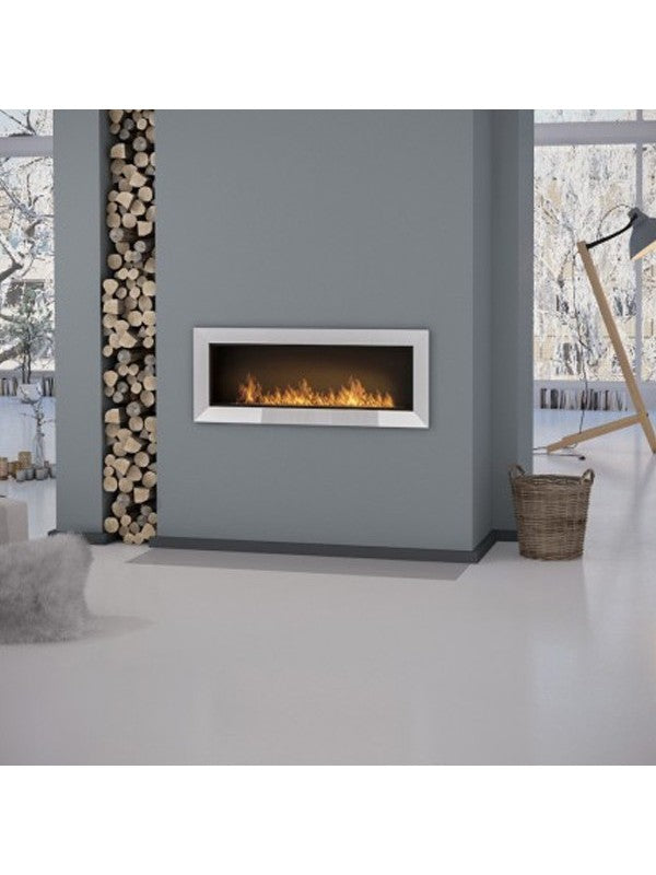 Caminetto a Bioetanolo Frame 1200 SimpleFire da incasso Inox con Vetro