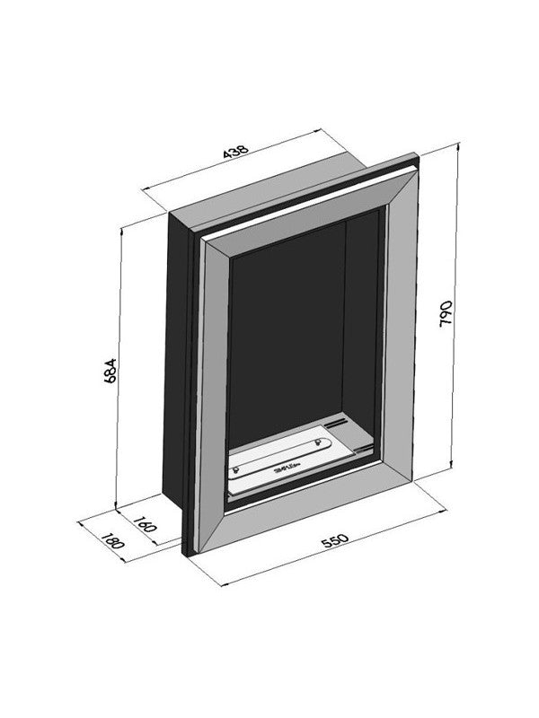 Caminetto a Bioetanolo Frame 550 bianco da incasso a parete senza vetro
