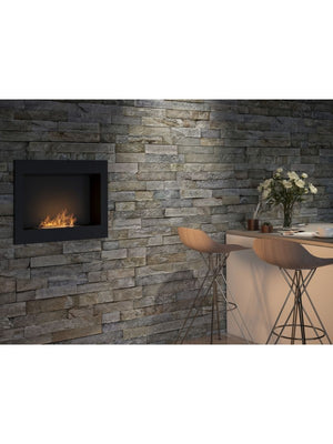 RAME 600 - Biocamino da incasso nero con vetro protettivo Camino a bioetanolo da parete