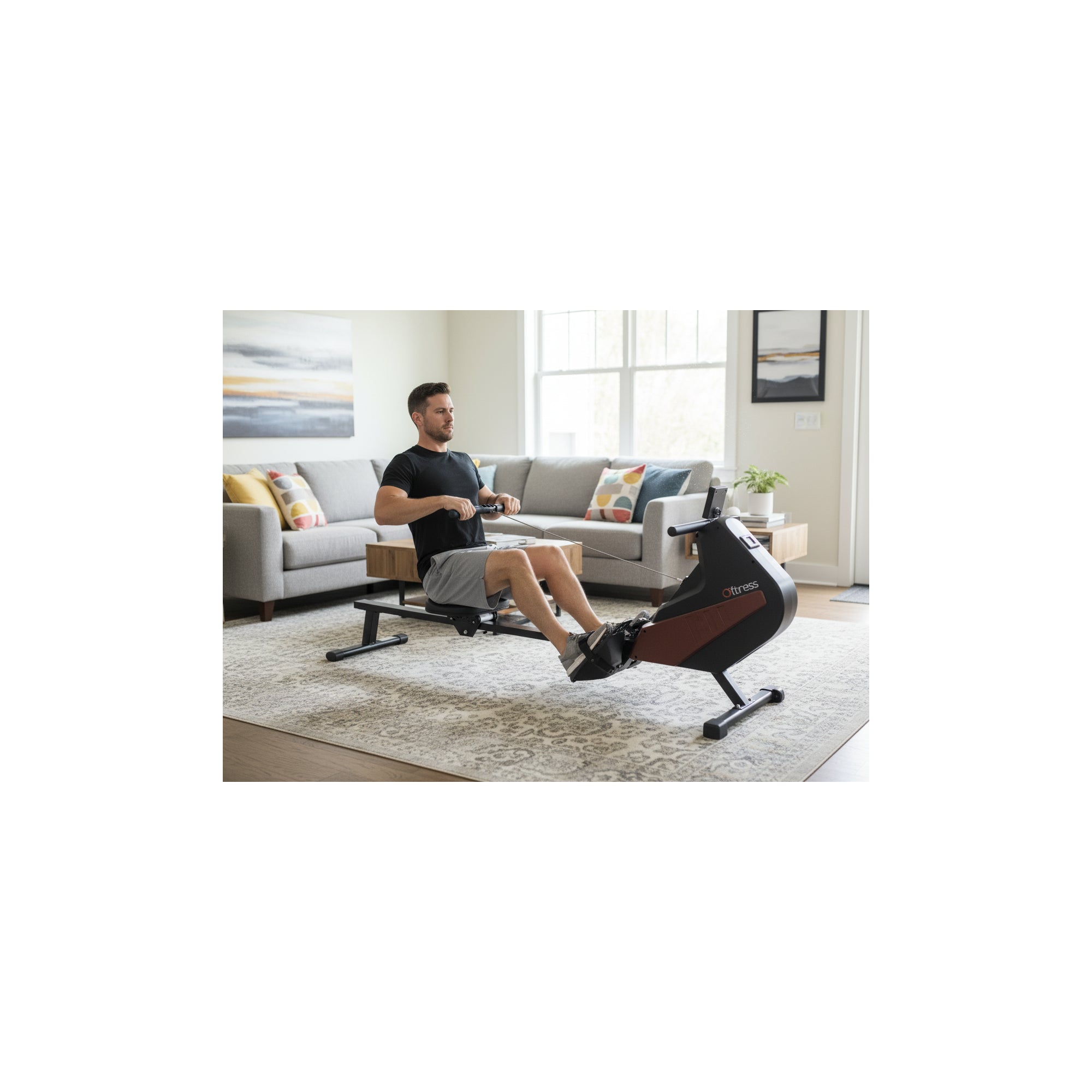 Vogatore per esercizi con trazione centrale - O'Fitness - Contatore a 5 funzioni - Ruota magnetica: 5 Kg