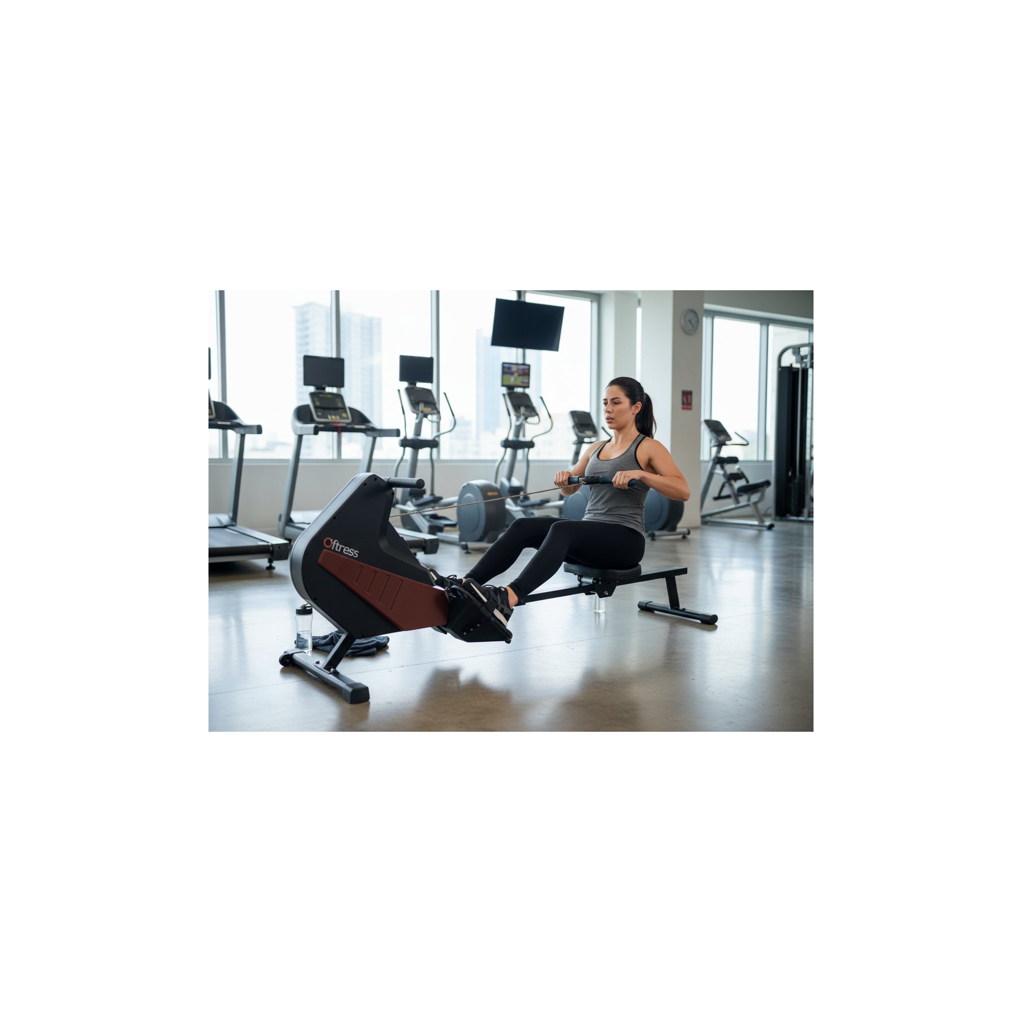 Vogatore per esercizi con trazione centrale - O'Fitness - Contatore a 5 funzioni - Ruota magnetica: 5 Kg