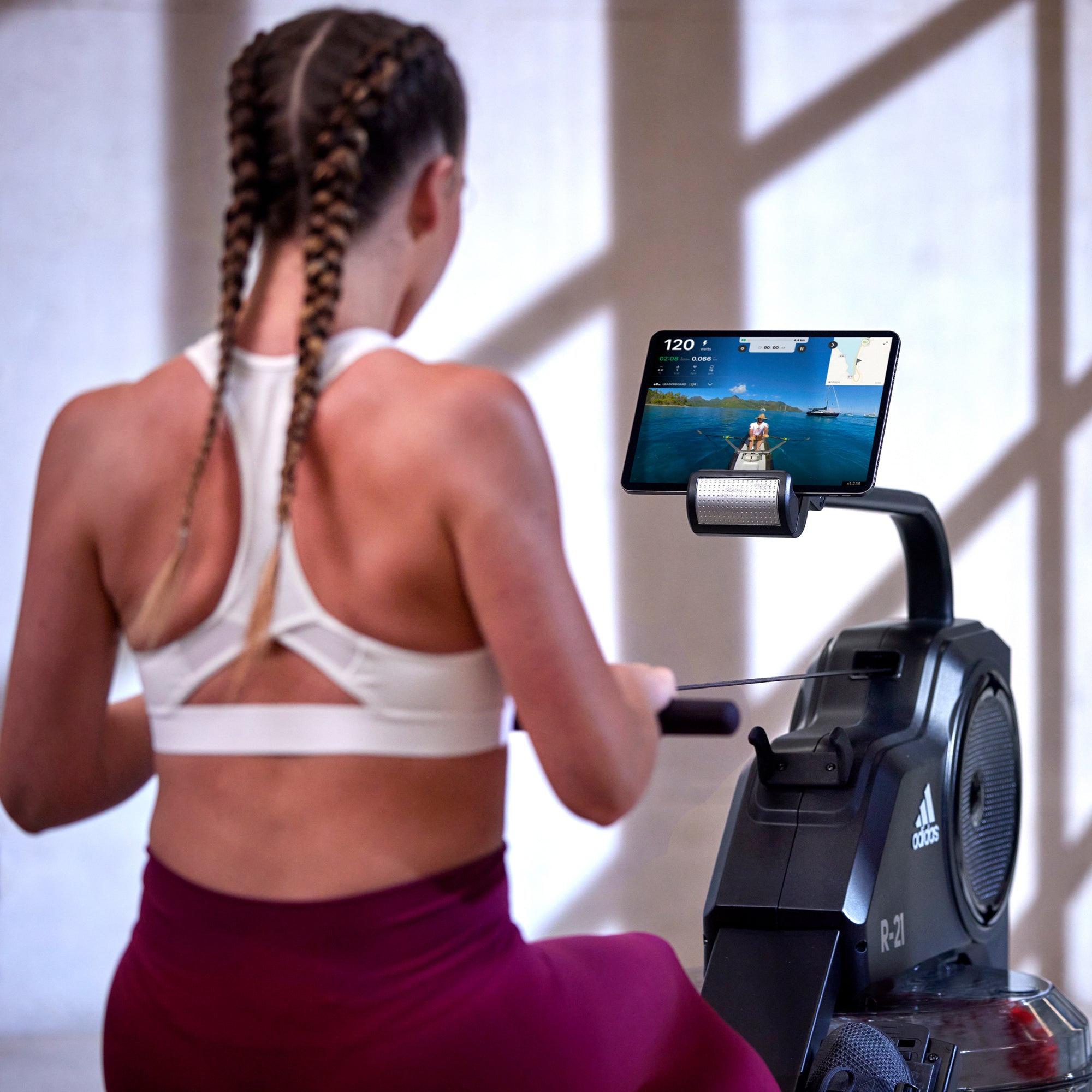 Rameur de Fitness à Eau - Adidas - Maison/Appartement - Modèle R-21 - Ecran LED - 7 niveaux d'eau