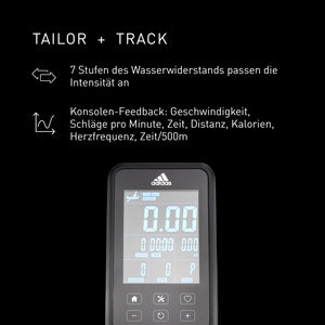 Rameur de Fitness à Eau - Adidas - Maison/Appartement - Modèle R-21 - Ecran LED - 7 niveaux d'eau
