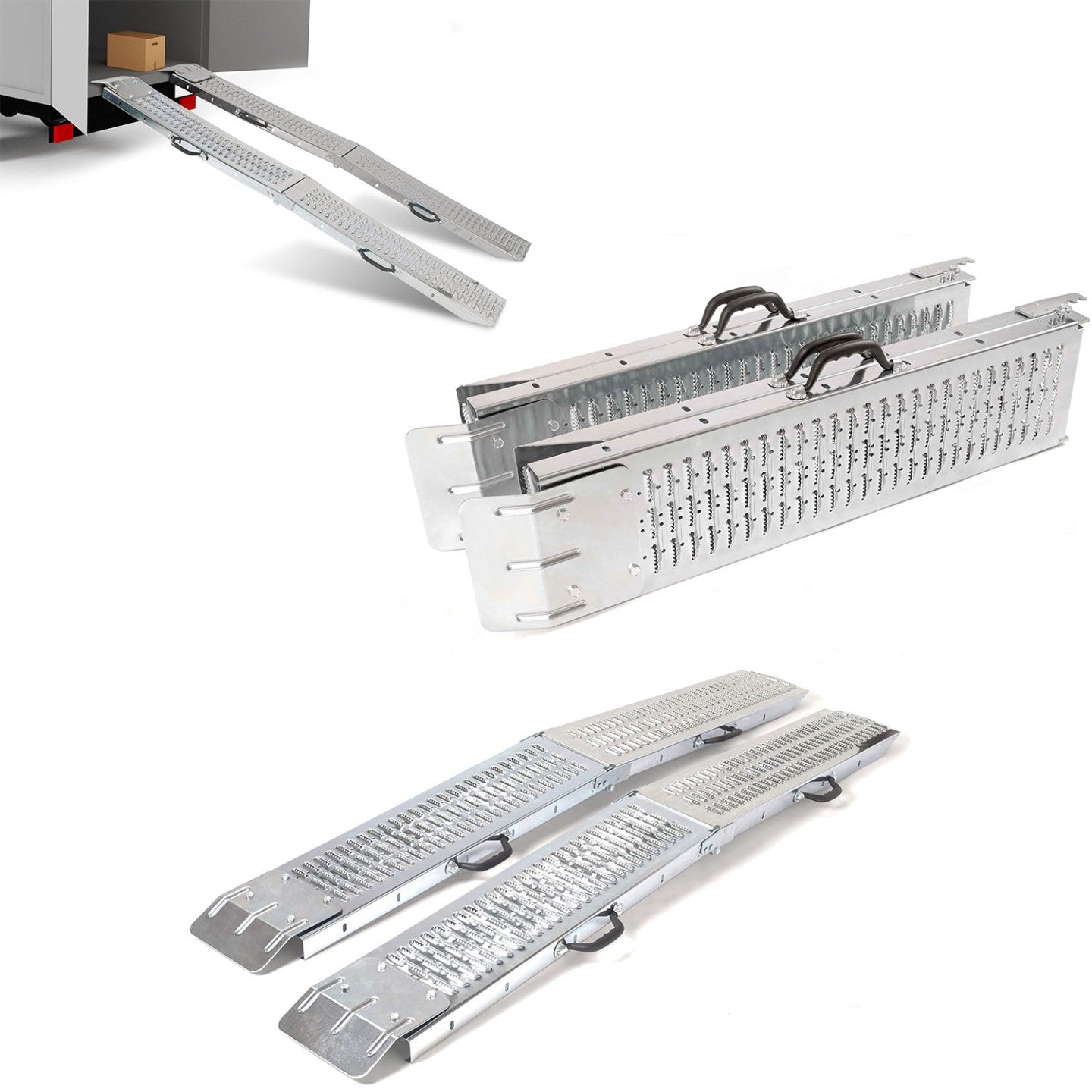 IDMarket - Rampa di carico set 2 pz pieghevole rampe in acciaio zincato