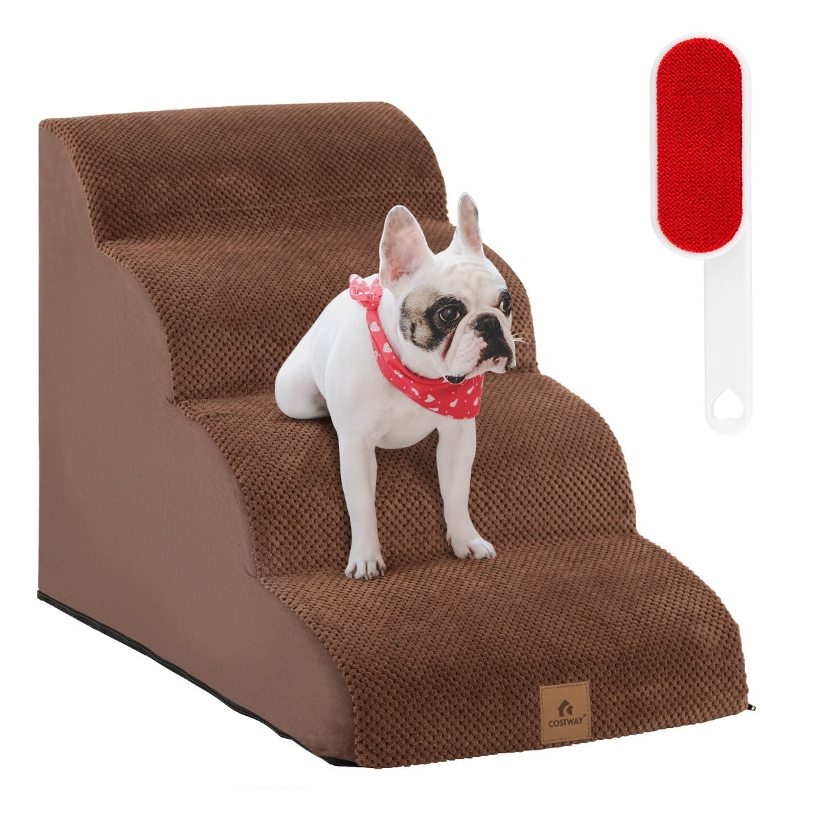 Rampa cani morbida in schiuma a 4 livelli, Scale antiscivolo con superficie a pendenza dolce altezza 51cm Marrone-Giochi e accessori per cani