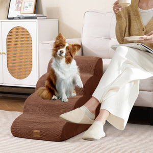 Rampa per cani con 4 scalini in schiuma con copertura lavabile, Gradini antiscivolo per animali domestici Caff¨¨-Giochi e accessori per cani