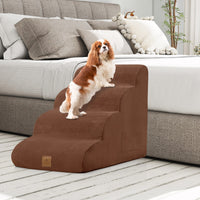 Rampa per cani con 4 scalini in schiuma con copertura lavabile, Gradini antiscivolo per animali domestici Caff¨¨-Giochi e accessori per cani