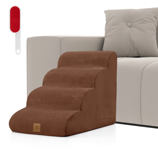 Rampa per cani con 4 scalini in schiuma con copertura lavabile, Gradini antiscivolo per animali domestici Caff¨¨-Giochi e accessori per cani