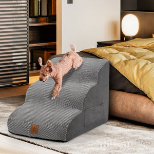 Scale antiscivolo con superficie a pendenza dolce altezza 40cm, Rampa per cani in schiuma a 3 livelli stabili Grigio-Giochi e accessori per cani