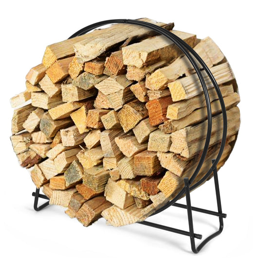 Portalegna Portalegna in metallo resistente da 102 cm per legna da ardere, facile montaggio Portalegna per terrazza Nero 20_0005099