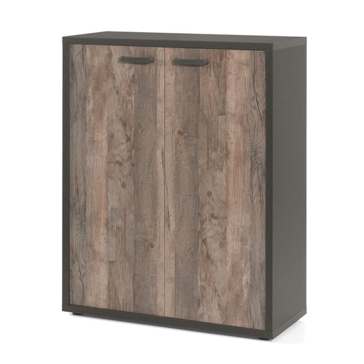 Mobile da Ufficio - Armadietto con 2 Porte colore Nero e Rovere Invecchiato | Collezione SOON | Meublorama